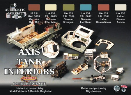 Lifecolor Axis WWII Tank Interiors Camouflage Acrylic Set (6 22ml Bottles)