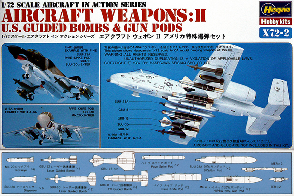 Hasegawa 1/72 Weapons II - US Guided Bombs & Gun Pods Kit
