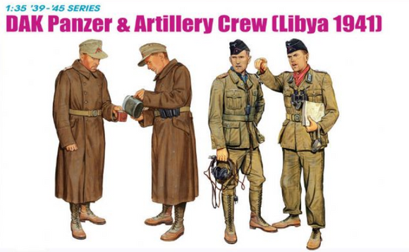 Dragon 1/35 DAK Panzer & Artillery Crew Libya 1941 (4) Kit