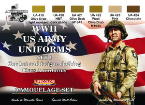 Lifecolor US Army WWII Class A Uniforms #1 Camouflage Acrylic Set (6 22ml Bottles)
