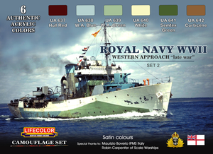 Lifecolor Royal Navy WWII Western Approach Late War #1 Camouflage Acrylic Set (6 22ml Bottles)