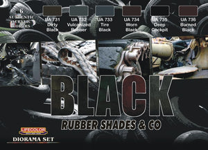 Lifecolor Black Rubber Shades Diorama Acrylic Set (6 22ml Bottles)