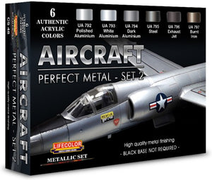 Lifecolor Aircraft Perfect Metal #2 Diorama Acrylic Set (6 22ml Bottles)