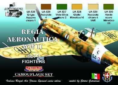 Lifecolor Italian WWII Fighters #1 Camouflage Acrylic Set (6 22ml Bottles)