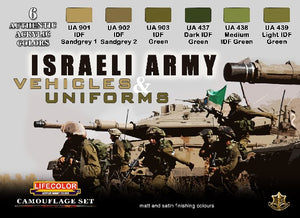 Lifecolor Israeli Army Vehicles & Uniforms Camouflage Acrylic Set (6 22ml Bottles)