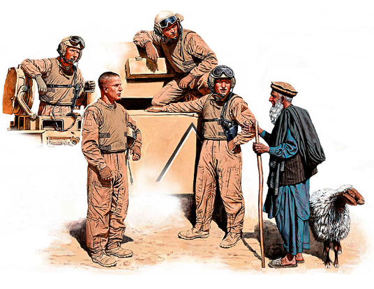 Master Box 1/35 Modern US Tankmen Afghanistan (5 w/Sheep) Kit