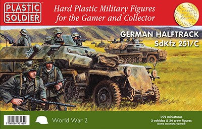Plastic Soldier 1/72 WWII German SdKfz 251/C Halftrack (3) & Crew (24) Kit