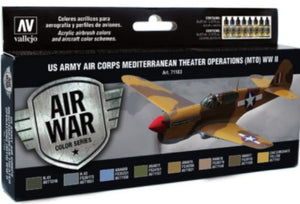 Vallejo Acrylic 17ml  Bottle US Army Air Corps Mediterranean Theater Operations (MTO) WWII Model Air Paint Set (8 Colors)